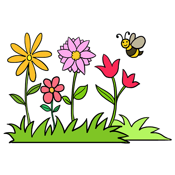 Cách vẽ vườn hoa: Bước 10
