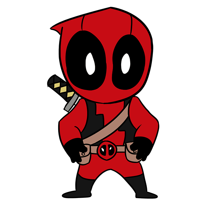 Cách vẽ Chibi Deadpool: Bước 10