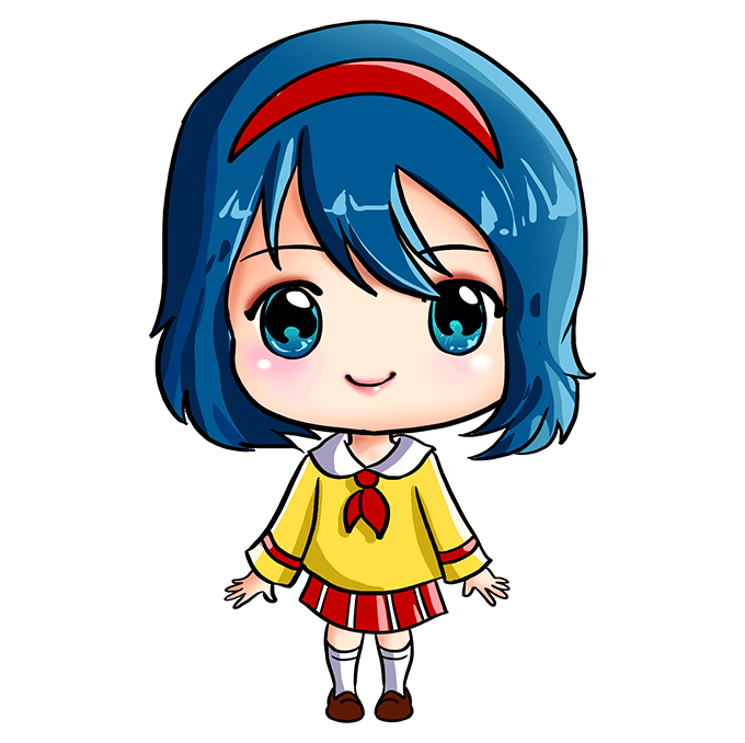 Cách vẽ Anime Chibi Girl: Bước 10