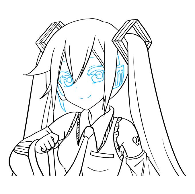 Cách vẽ Hatsune Miku: Bước 9