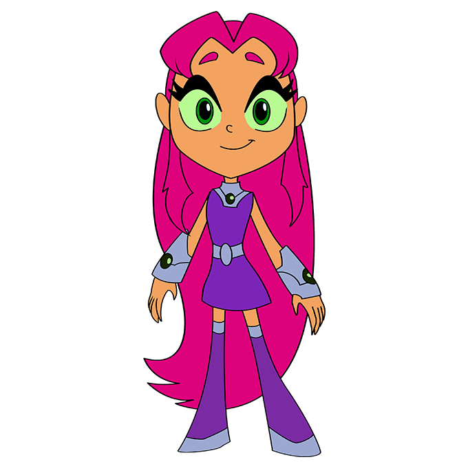 Cách vẽ Starfire từ Teen Titans: Bước 10
