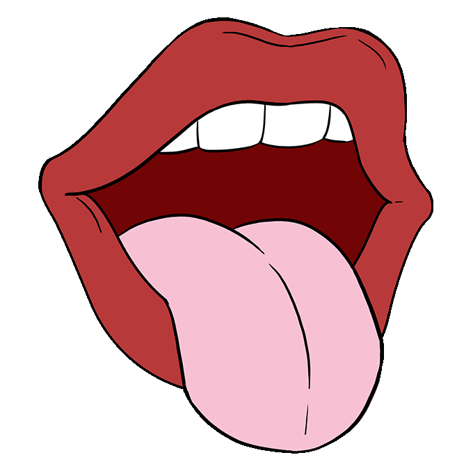 Cách vẽ miệng và lưỡi: Bước 10