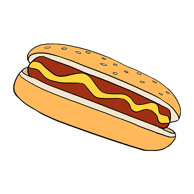 Cách vẽ Hot Dog: Bước 10