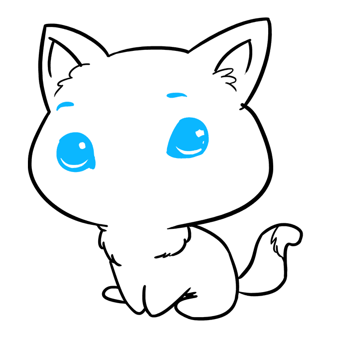 Cách vẽ mèo Chibi: Bước 8