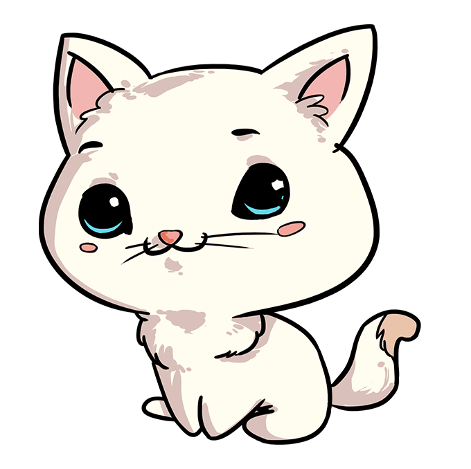 Cách vẽ mèo Chibi: Bước 10